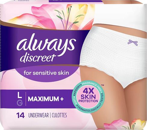 Always, Discreet for Sensitive Skin Underwear, L Maximum Plus, 14 Count in Saudi Arabia