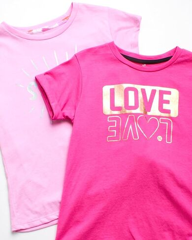 RBX Girls' Active Shorts Set - 4 Piece Short Sleeve Performance T-Shirt and Shorts (Size: 7-12) in Saudi Arabia