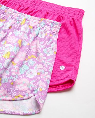 RBX Girls' Active Shorts Set - 4 Piece Short Sleeve Performance T-Shirt and Shorts (Size: 7-12) in Saudi Arabia