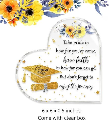 هدايا تخرج جامعية للنساء، هدايا تخرج ملهمة 2024، هدايا تخرج فئة 2024، تذكار التخرج للكلية الثانوية درجة الدكتوراه درجة الماجستير وزن ورق أكريليك على شكل قلب 6 بوصات in Kuwait