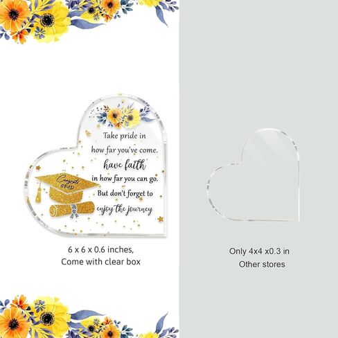 هدايا تخرج جامعية للنساء، هدايا تخرج ملهمة 2024، هدايا تخرج فئة 2024، تذكار التخرج للكلية الثانوية درجة الدكتوراه درجة الماجستير وزن ورق أكريليك على شكل قلب 6 بوصات in Kuwait