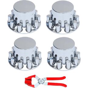 JESONN 4 قطع من غطاء عجلة المحور الخلفي من البلاستيك ABS المطلي بالكروم مع أغطية صامولة لولبية 33 مم لشبه الشاحنات (قياسي-ACN35) in Kuwait