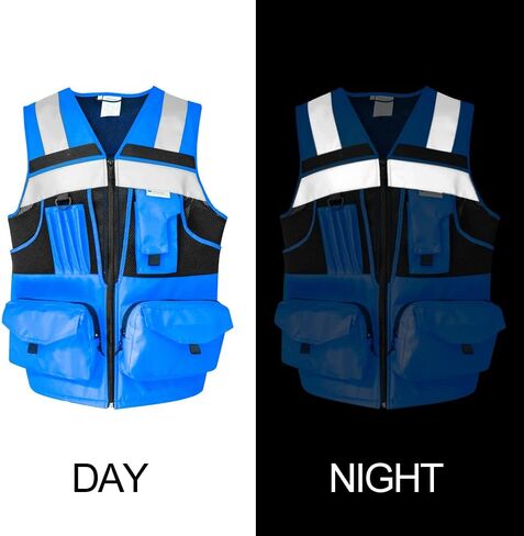 SUXIBIP 10 Pockets Safety Vest for Men and Women, High Visibility vest with 3M Reflective Strips, Oxford Fabric in Saudi Arabia