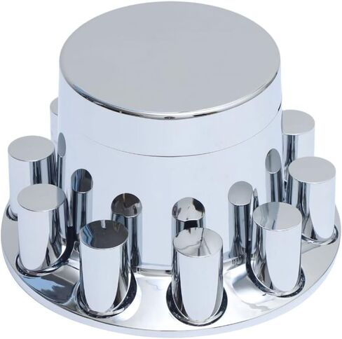 JESONN 4 قطع من غطاء عجلة المحور الخلفي من البلاستيك ABS المطلي بالكروم مع أغطية صامولة لولبية 33 مم لشبه الشاحنات (قياسي-ACN35) in Kuwait