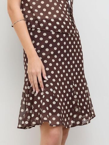 تنورة CIDER للنساء من قماش شبكي منقط بخصر منخفض مع فيونكة على شكل حورية البحر بطول الركبة، تنانير يومية غير رسمية in Kuwait