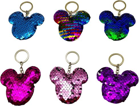 6 pack Sequin Mouse Keychain for DCL Fish Extender Gifts Cruise Pixie Dust Theme Park Magical Mouse Inspired Keychain in Saudi Arabia