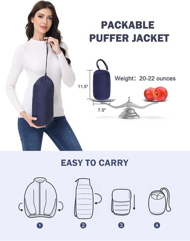 SLOW DOWN Womens Lightweight Puffer Coat, Women Hooded Packable Mid-Length Winter puffer Jacket in Saudi Arabia