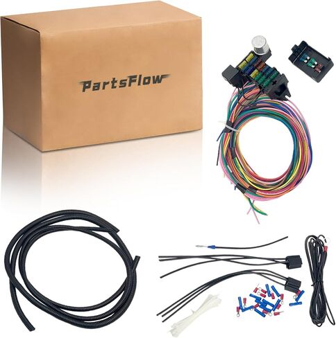 14 Circuit Universal Wiring Harness for Chevy Ford Chrysler Mopar Street Muscle Car Hot Rod Rat XL 12V Harness Kit 14 Fuse Electrical Wire Harness in Saudi Arabia