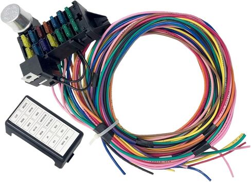 14 Circuit Universal Wiring Harness for Chevy Ford Chrysler Mopar Street Muscle Car Hot Rod Rat XL 12V Harness Kit 14 Fuse Electrical Wire Harness in Saudi Arabia