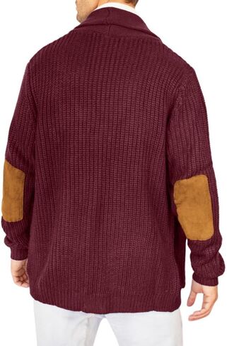 Runcati Men's Shawl Collar Cardigan Sweater Multi-Color Button Down Knitted Sweaters with Pockets in Saudi Arabia