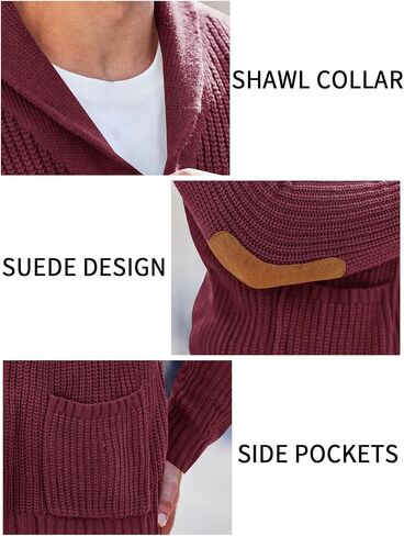 Runcati Men's Shawl Collar Cardigan Sweater Multi-Color Button Down Knitted Sweaters with Pockets in Saudi Arabia