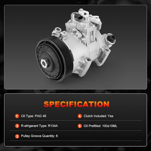 Air Conditioner AC Compressor with Clutch Compatible with Toyota Camry 2.5L 2012-2017, RAV4 2.5L 2009-2012 Replace 88310-08080, 88310-08081, 88310-08082 in Saudi Arabia