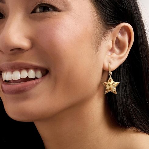 Ross-Simons 1.55 ct. t.w. Orange and Yellow Citrine Star Drop Earrings With .11 ct. t.w. Lab-Grown Diamonds in 18kt Gold Over Sterling in Saudi Arabia