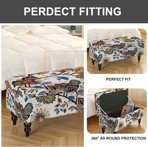 Eco-Ancheng Storage Ottoman Cover Rectangle Ottoman Slipcover Folding Storage Bench Cover Footrest Stool Slipcover Footstool Furniture Protector with Nonslip Elastic Bottom for Living Room (Large 33) in Kuwait