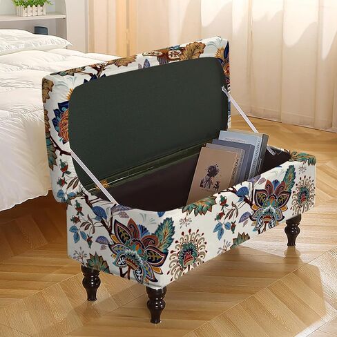 Eco-Ancheng Storage Ottoman Cover Rectangle Ottoman Slipcover Folding Storage Bench Cover Footrest Stool Slipcover Footstool Furniture Protector with Nonslip Elastic Bottom for Living Room (Large 33) in Kuwait