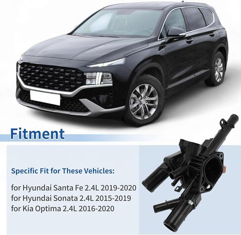 Engine Coolant Thermostat Housing Assembly for Kia Optima 2.4L 2016-2020 for Hyundai Santa Fe 2.4L 2019-2020 for Hyundai Sonata 2.4L 2015-2019 Replace No.25600-2GGA5 in Saudi Arabia