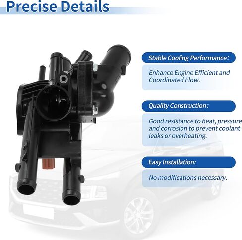 Engine Coolant Thermostat Housing Assembly for Kia Optima 2.4L 2016-2020 for Hyundai Santa Fe 2.4L 2019-2020 for Hyundai Sonata 2.4L 2015-2019 Replace No.25600-2GGA5 in Saudi Arabia