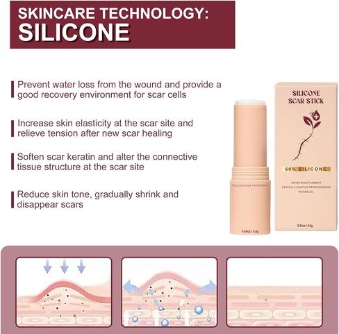 SCAR SOLUTIONS - 3PCS Silicone Scar Stick - For Face and Body, Removal Lip Wrinkles, Skincare Solutions with Centella Asiatica Extracts and Vitamin E, Portable and Soft (3) in Saudi Arabia