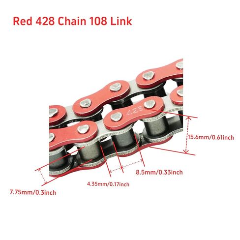 DREAM MOTION Motorcycle 428 Chain 108 Links Drive Chain Transmission System Parts for Honda Kawasaki Yamaha 125cc ~ 250cc SSR YCF Street Bike Quad Scooter ATV Dirt Pit Bike Accessories (أحمر) in Kuwait
