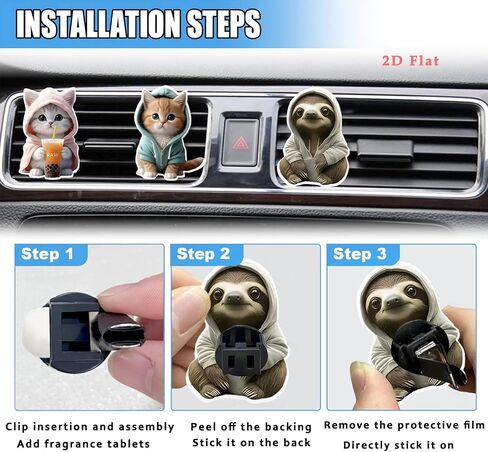 Cute Car Air Freshener Clips Sloth Car Vent Clip Sloth Cars Scents Cologne Air Conditioner Clip Auto Vent Interior Decoration Cars Accessories Sloths Loves Gifts for Men Women in Saudi Arabia