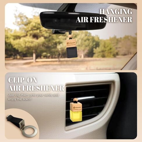 Car Air Freshener Hanging, 3 Pcs Mahogany Teakwood, Sandalwood & Oud, Cedarwood & Cypress, Wooden Scent Air Fresheners Diffuser for Car, 45+ days Long Lasting Fragrance, 0.27 FL OZ/8ML in Kuwait