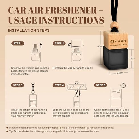 Car Air Freshener Hanging, 3 Pcs Mahogany Teakwood, Sandalwood & Oud, Cedarwood & Cypress, Wooden Scent Air Fresheners Diffuser for Car, 45+ days Long Lasting Fragrance, 0.27 FL OZ/8ML in Kuwait