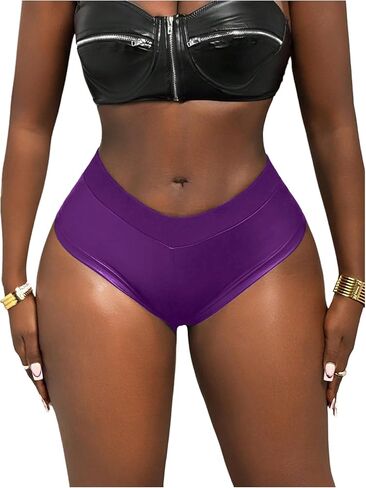 Verdusa Women's PU Leather Micro Booty Shorts Rave Club Low Rise Shorts in Saudi Arabia
