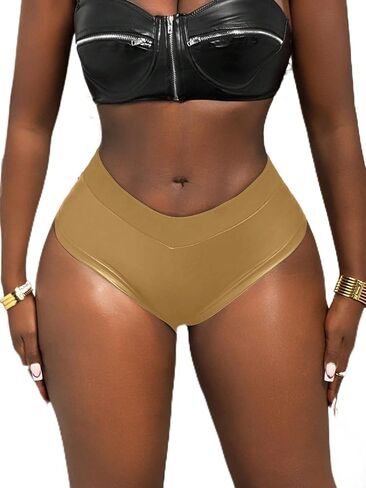 Verdusa Women's PU Leather Micro Booty Shorts Rave Club Low Rise Shorts in Kuwait