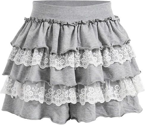 SHENHE Women's Y2k Ruffle Shorts Tiered Layer Lace High Waist Kawaii Coquette Shorts in Saudi Arabia
