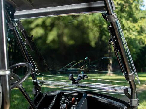 SuperATV Scratch Resistant 3-in-1 Flip Windshield for for 2020+ Tracker OX400, Open, Vented Or Fully Closed, 1/4" Polycarbonate 250x Stronger than Glass, USA Made in Saudi Arabia