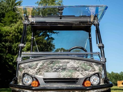 SuperATV Scratch Resistant 3-in-1 Flip Windshield for for 2020+ Tracker OX400, Open, Vented Or Fully Closed, 1/4" Polycarbonate 250x Stronger than Glass, USA Made in Saudi Arabia