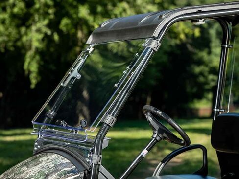 SuperATV Scratch Resistant 3-in-1 Flip Windshield for for 2020+ Tracker OX400, Open, Vented Or Fully Closed, 1/4" Polycarbonate 250x Stronger than Glass, USA Made in Saudi Arabia