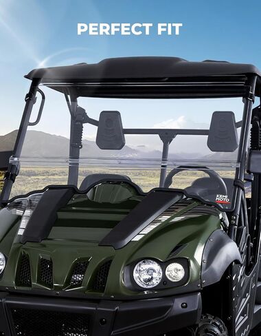 KEMIMOTO PC Front Windshield Compatible with Hisun ,Massimo Msu,Axis,Coleman,Bennche Bighorn,Cub Cadet Challenger 500/700 Double-layer Windshield Scratch-resistant and Clear Vison，Easy Installation in Saudi Arabia