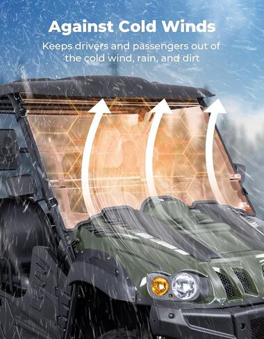 KEMIMOTO PC Front Windshield Compatible with Hisun ,Massimo Msu,Axis,Coleman,Bennche Bighorn,Cub Cadet Challenger 500/700 Double-layer Windshield Scratch-resistant and Clear Vison，Easy Installation in Saudi Arabia
