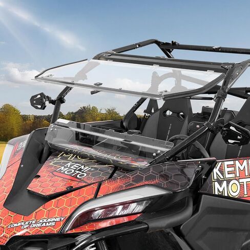 KEMIMOTO 2-in-1 UTV Front Flip Windshield with Upgraded Clamps Compatible with CFMOTO ZForce 950 HO SPORT (2022-2023) / HO EX (2022-2024) / ZForce 950 (2020-2022) ,Clear Visibility, Easy Installation in Saudi Arabia