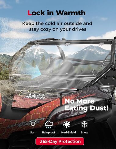 KEMIMOTO 2-in-1 UTV Front Flip Windshield with Upgraded Clamps Compatible with CFMOTO ZForce 950 HO SPORT (2022-2023) / HO EX (2022-2024) / ZForce 950 (2020-2022) ,Clear Visibility, Easy Installation in Saudi Arabia