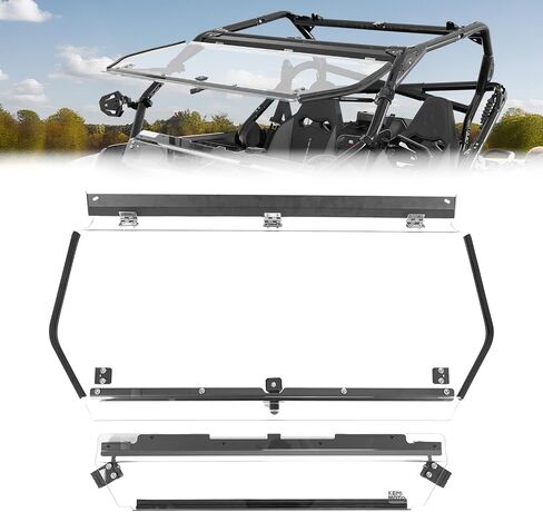KEMIMOTO 2-in-1 UTV Front Flip Windshield with Upgraded Clamps Compatible with CFMOTO ZForce 950 HO SPORT (2022-2023) / HO EX (2022-2024) / ZForce 950 (2020-2022) ,Clear Visibility, Easy Installation in Saudi Arabia