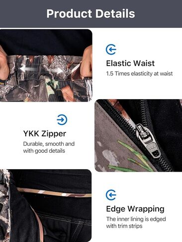 FREE SOLDIER Men's Fleece Lined Outdoor Cargo Hiking Pants Water Repellent Softshell Snow Ski Pants with Zipper Pockets in Kuwait
