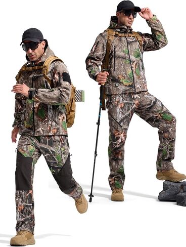 FREE SOLDIER Men's Fleece Lined Outdoor Cargo Hiking Pants Water Repellent Softshell Snow Ski Pants with Zipper Pockets in Kuwait