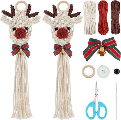 origach 2 مجموعة diy macrame عيد الميلاد الأيائل عدة سهلة macrame الأيائل عيد الميلاد زخرفة عدة مع تعليمات للمبتدئين البالغين macrame عيد الميلاد شنقا ديكور للديكور المنزل in Saudi Arabia