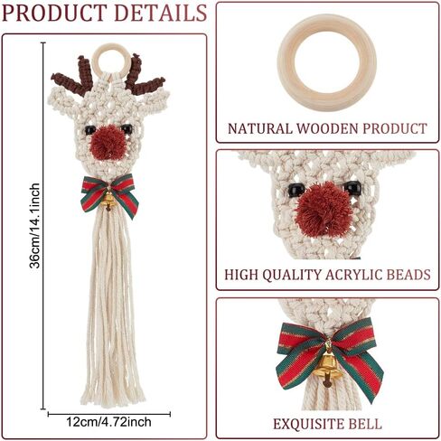 origach 2 مجموعة diy macrame عيد الميلاد الأيائل عدة سهلة macrame الأيائل عيد الميلاد زخرفة عدة مع تعليمات للمبتدئين البالغين macrame عيد الميلاد شنقا ديكور للديكور المنزل in Saudi Arabia