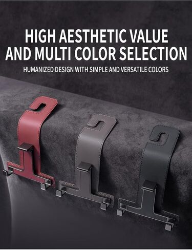 Car Hooks for Headrest, Multifunctional Luxurious Leather and Magnesium Alloy Car Seat Back Hook & Mobile Phone Holder, Double Headrest Hanger Storage Hook for Purses, Handbags (Red) in Saudi Arabia