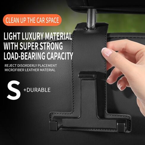Car Hooks for Headrest, Multifunctional Luxurious Leather and Magnesium Alloy Car Seat Back Hook & Mobile Phone Holder, Double Headrest Hanger Storage Hook for Purses, Handbags (Red) in Saudi Arabia