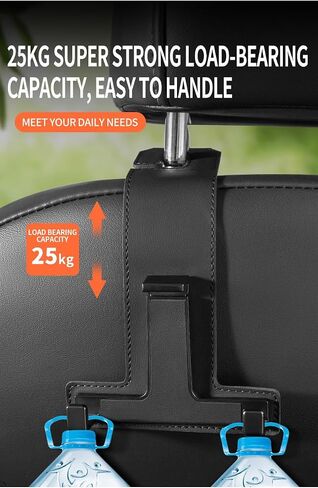 Car Hooks for Headrest, Multifunctional Luxurious Leather and Magnesium Alloy Car Seat Back Hook & Mobile Phone Holder, Double Headrest Hanger Storage Hook for Purses, Handbags (Red) in Saudi Arabia
