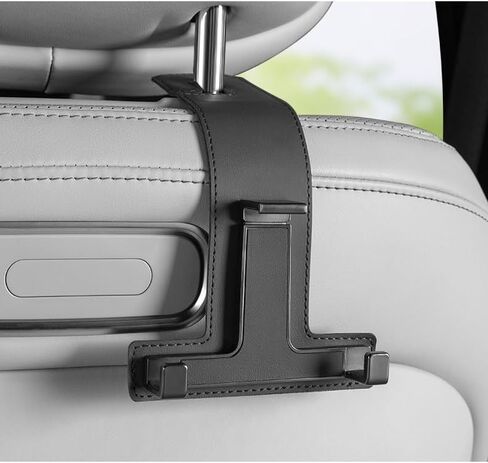 Car Hooks for Headrest, Multifunctional Luxurious Leather and Magnesium Alloy Car Seat Back Hook & Mobile Phone Holder, Double Headrest Hanger Storage Hook for Purses, Handbags (Red) in Saudi Arabia