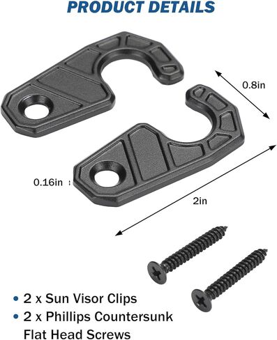 Upgraded Sun Visor Repair Kit, JOYTUTUS 2 PCS Aluminum Alloy Sun Visor Clips Compatible with Wrangler JK 2018, JL 2018-2023, 2020-2023 Gladiator, Used for Repairs Vehicle Sagging Sun Visor in Saudi Arabia