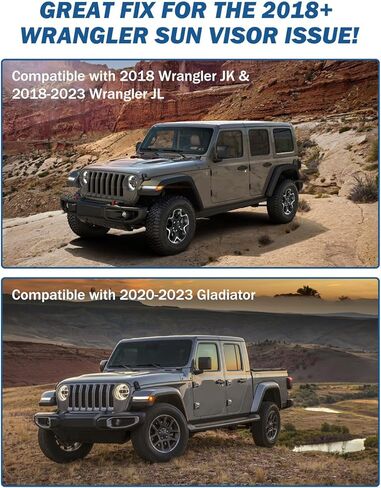 Upgraded Sun Visor Repair Kit, JOYTUTUS 2 PCS Aluminum Alloy Sun Visor Clips Compatible with Wrangler JK 2018, JL 2018-2023, 2020-2023 Gladiator, Used for Repairs Vehicle Sagging Sun Visor in Saudi Arabia