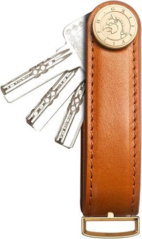 Leather Key Organizer Key Chain for Men Women, Compact Key Holder Keychain - Minimalist Key Case Secures 3-14 Keys in Kuwait