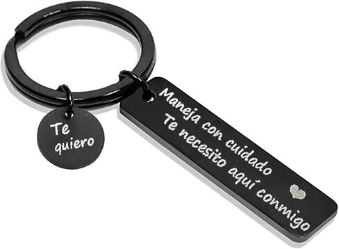 Drive Safe Keychain, Te necesito aqui conmigo Spanish Pendant I Love You Keyring Birthday Christmas Gifts for Husband in Saudi Arabia