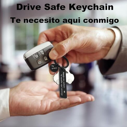 Drive Safe Keychain, Te necesito aqui conmigo Spanish Pendant I Love You Keyring Birthday Christmas Gifts for Husband in Saudi Arabia